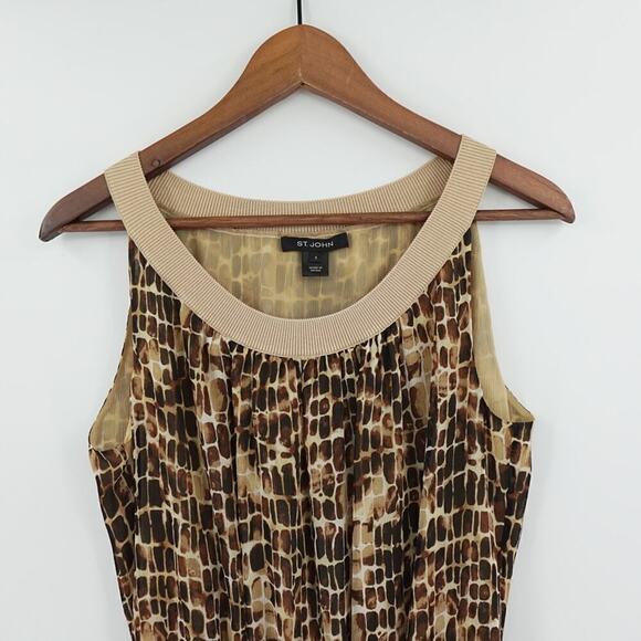 St John Top Women S Brown Animal Print Sleeveless - Picture 3 of 13